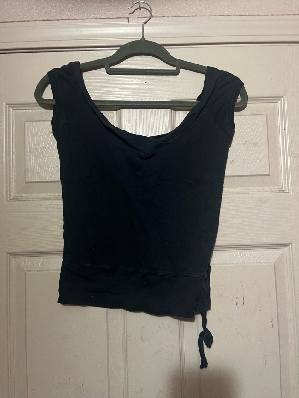 Brandy Melville Black Scoop-Neck Tank with Side Tie